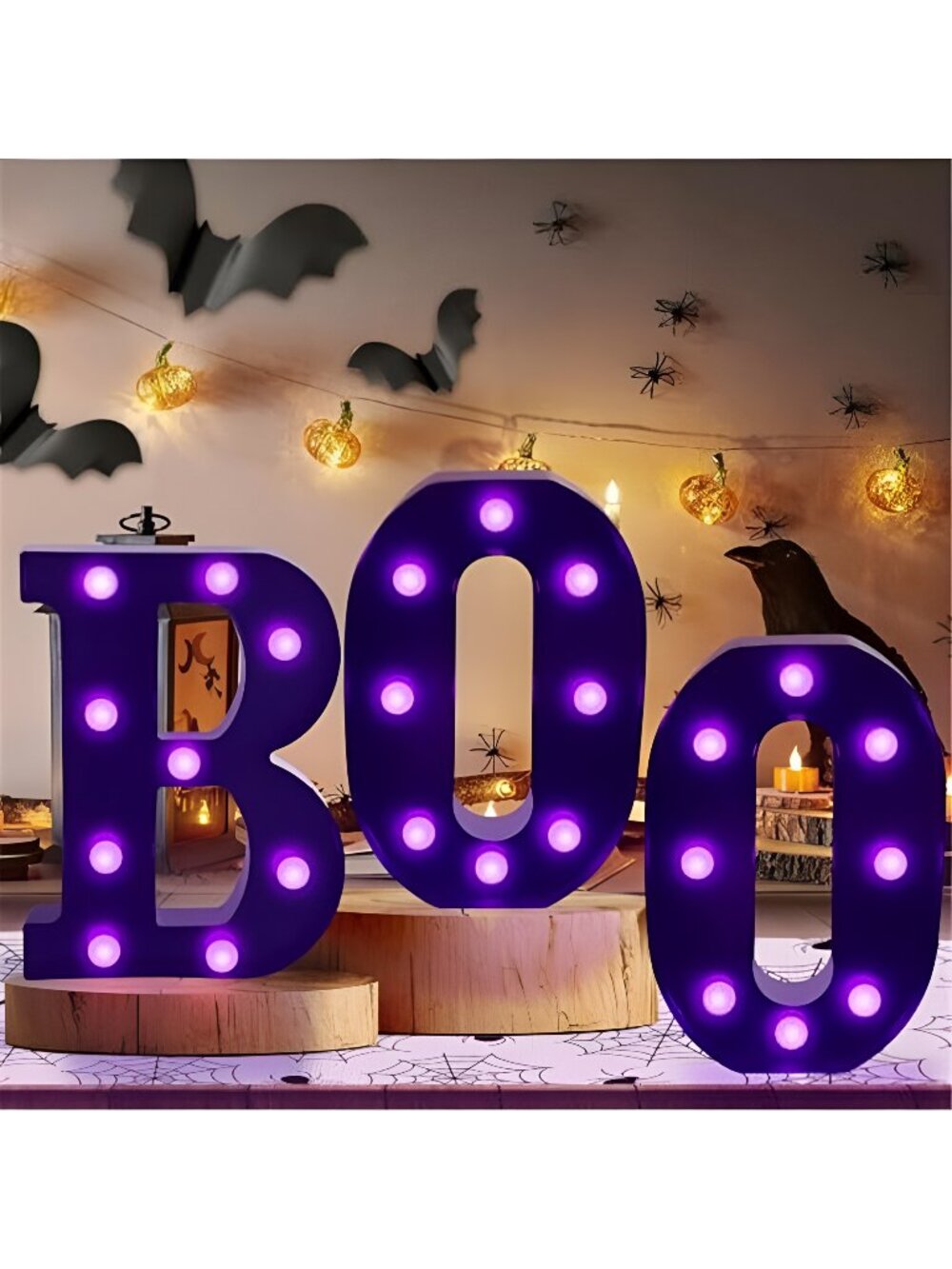 Halloween Decorations Indoor 3 LED Marquee Light Up Letters Boo Sign